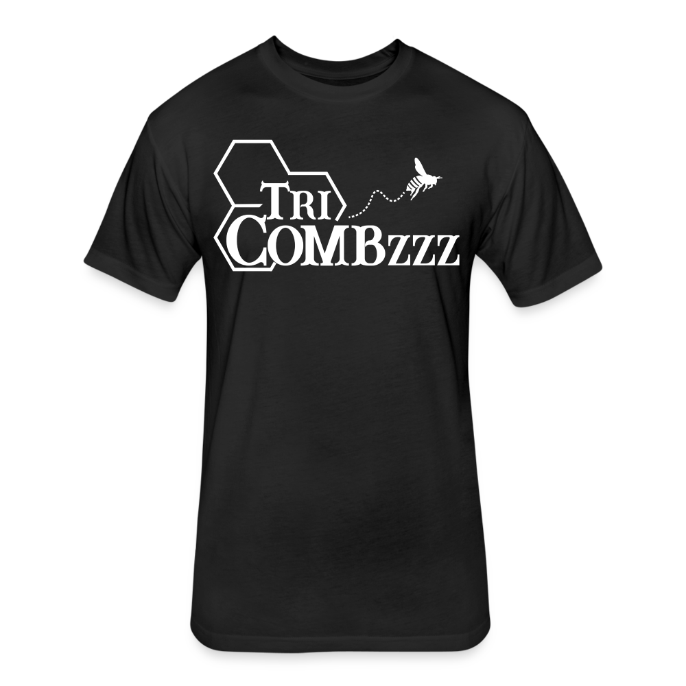 Men's TriCombzzz White Fitted Cotton/Poly T-Shirt - black